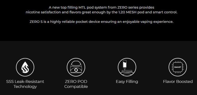 Vaporesso Zero S Kit Features